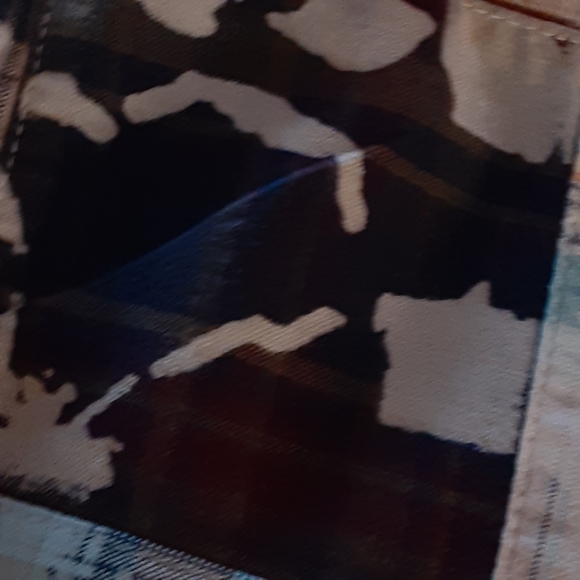 626 BLUE 100% Cotton Made in India Size 42 Paint Splatter Patchwork Shorts - Picture 9 of 11